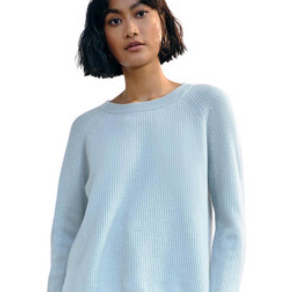 White + Warren lofty Fisherman Rib Cashmere Sweater Pale Jade (blue/green) S NWT - Picture 5 of 13